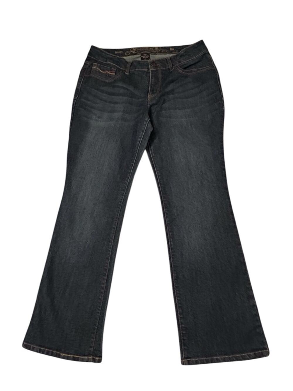 Faded Glory Bootcut Jeans Size 16P Stretch Denim Dark Blue Wash 29" Inseam